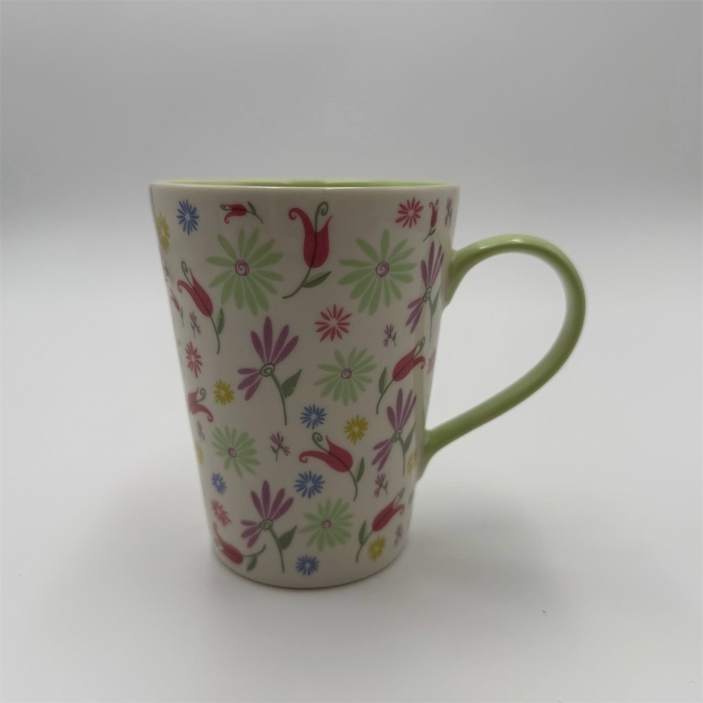 Starbucks Coffee Mug 13 fl oz Spring Floral Multicolor Green Handle 2006